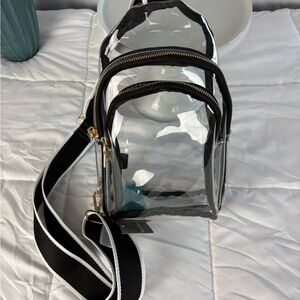 Falls Creek Clear Backpack with Black Trim and Gold Hardware